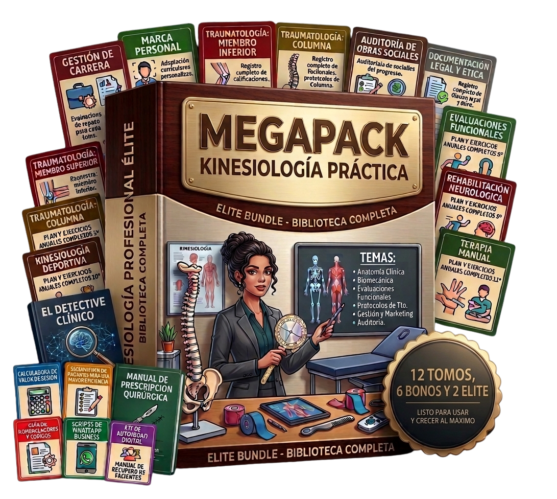 MEGAPACK ELITE KINESIOLOGÍA PRÁCTICA: 12 TOMOS + 6 BONOS + El Detective Clínico + Manual Quirúrgico